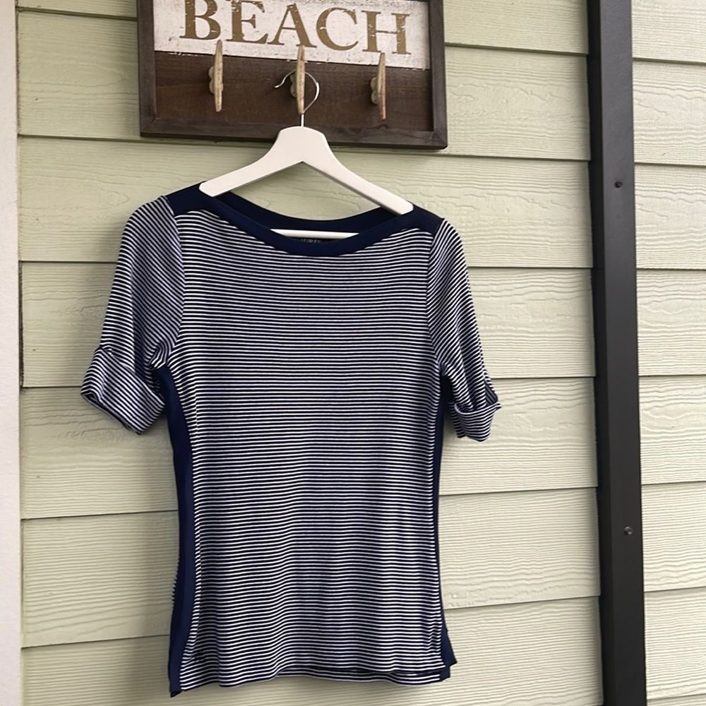 Lauren Ralph Lauren Striped Boat Top Medium Nautical
